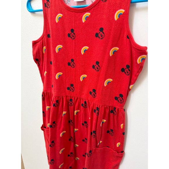 Disney Hanna Andersson Girls Red Mickey Mouse & Rainbow Dress W/ Pockets Size L - Picture 2 of 4